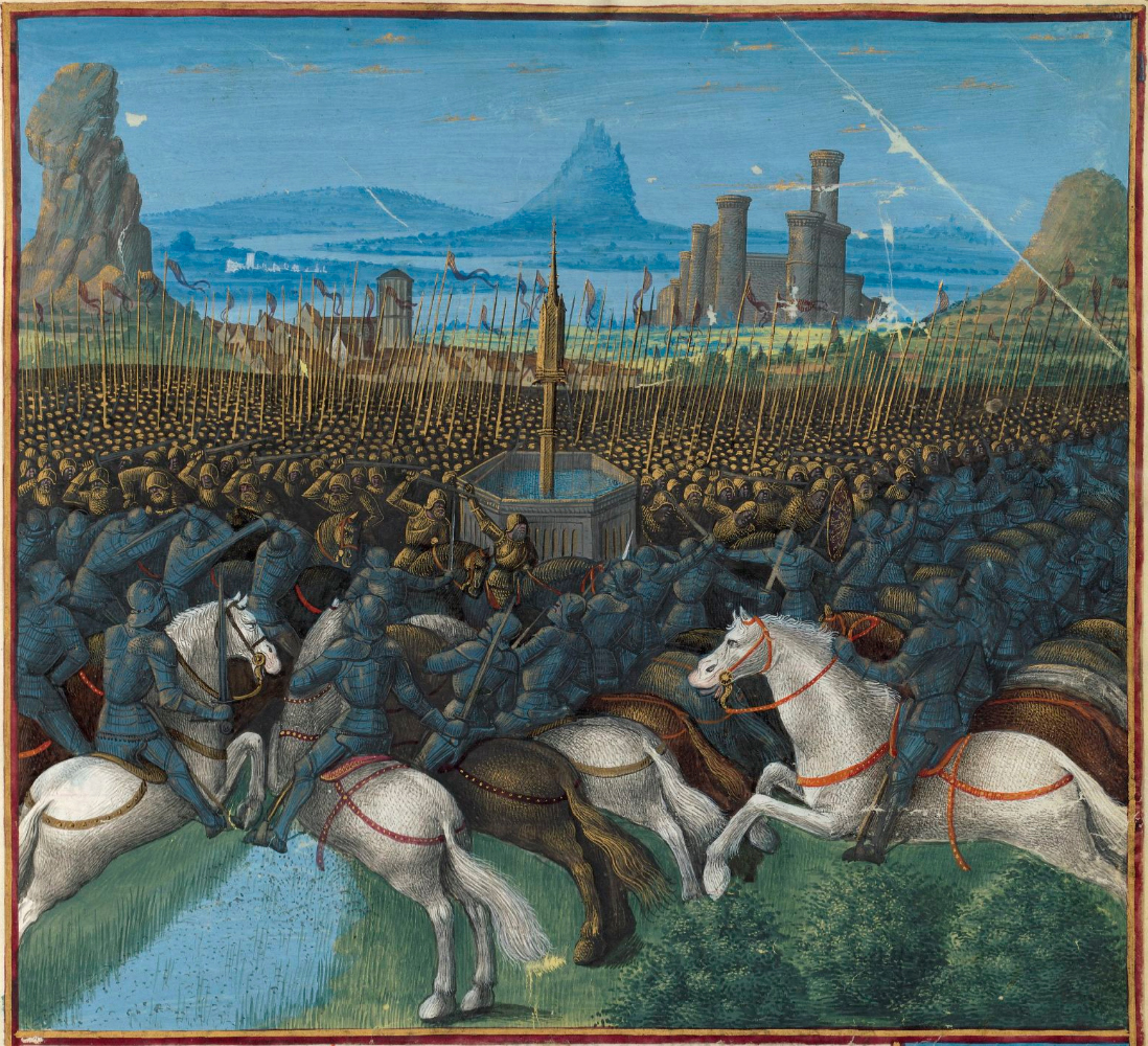 La Bataille de La Fontaine de Cresson - Jean Colombe dans 'Passages d'Outremer' de Sébastien Mamerot (1472-1475)