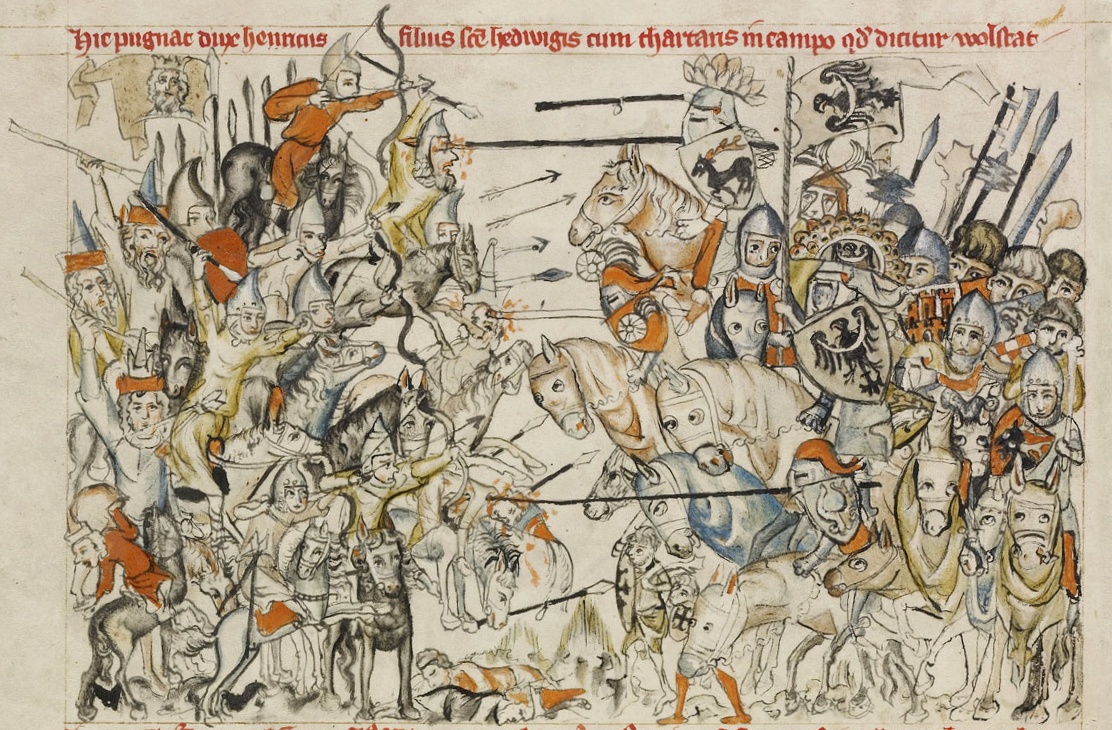 Représentation de la bataille de Legnica dans le Codex de Ste Edwige de Silésie - 1353