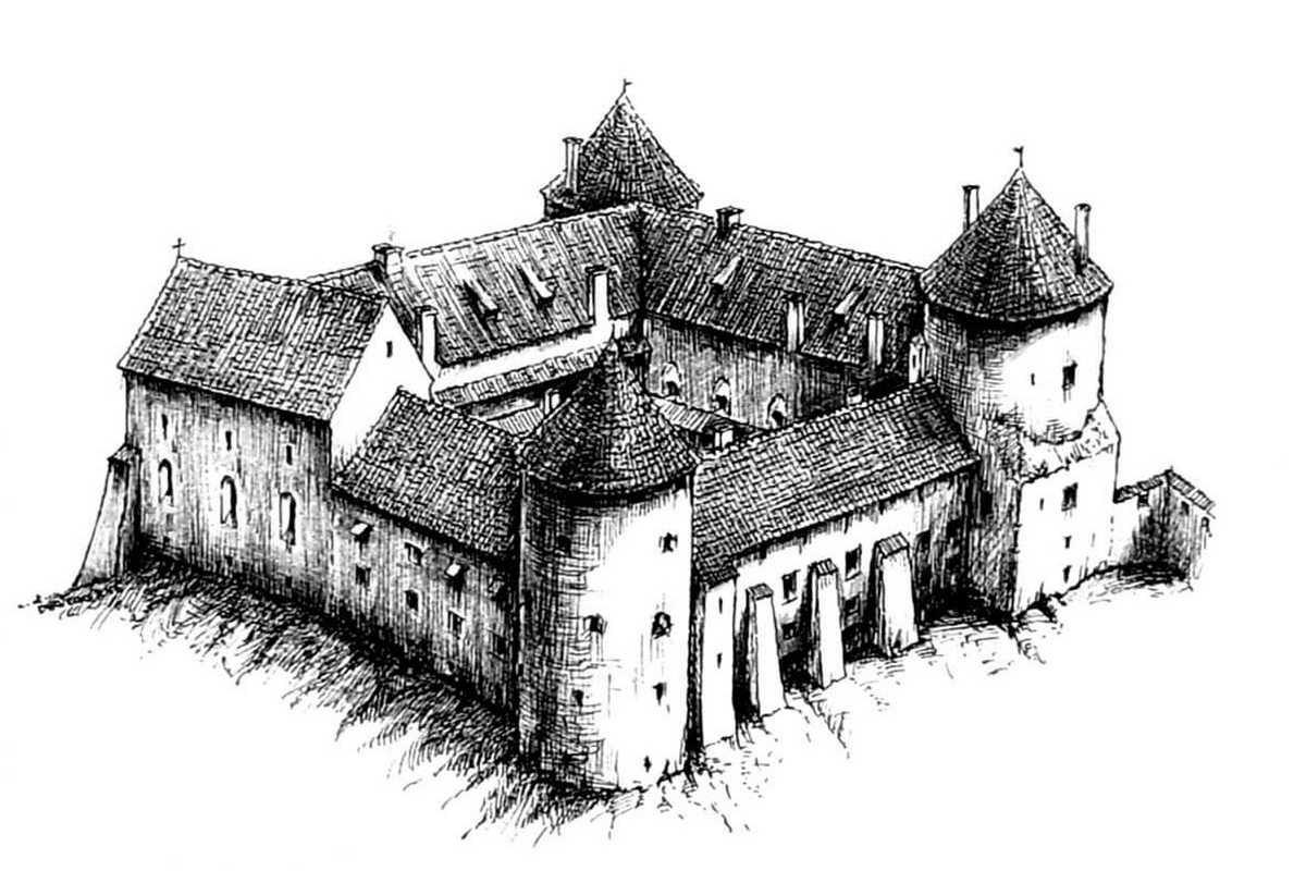 Dessin du château teutonique de Cēsis (Kieś - Wenden)