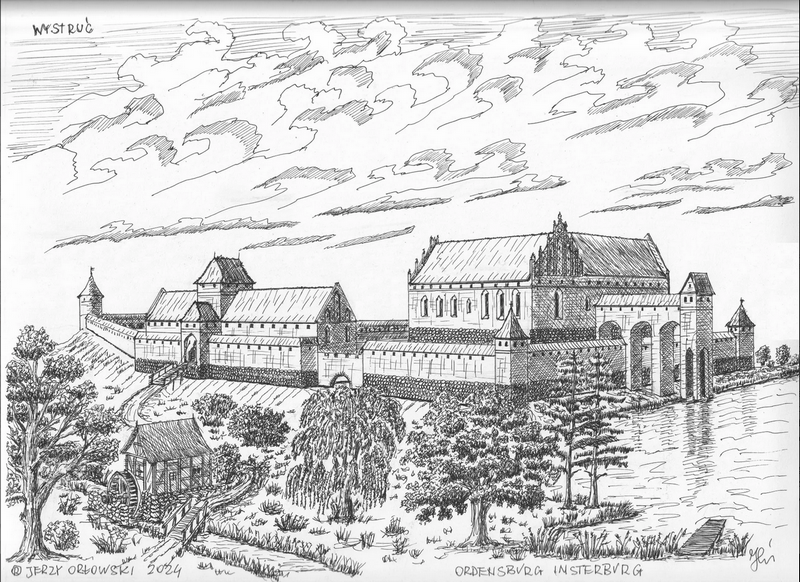 Dessin du château teutonique de Chernyakhovsk (Wystruć - Insterburg)