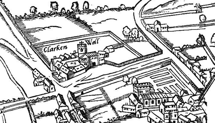 La commanderie hospitalière de Clerkenwell - Agas Map of London 1561