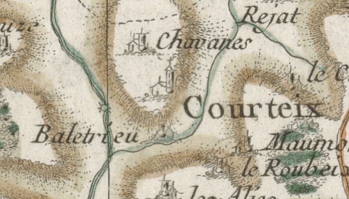 Courteix sur la carte de Cassini