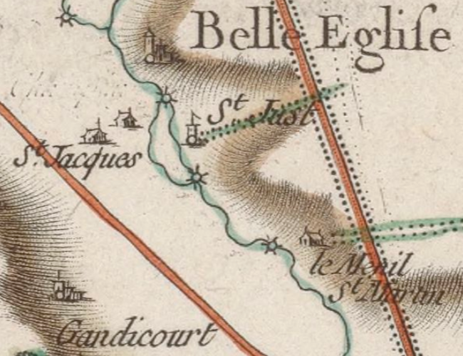 Gandicourt sur la carte de Cassini