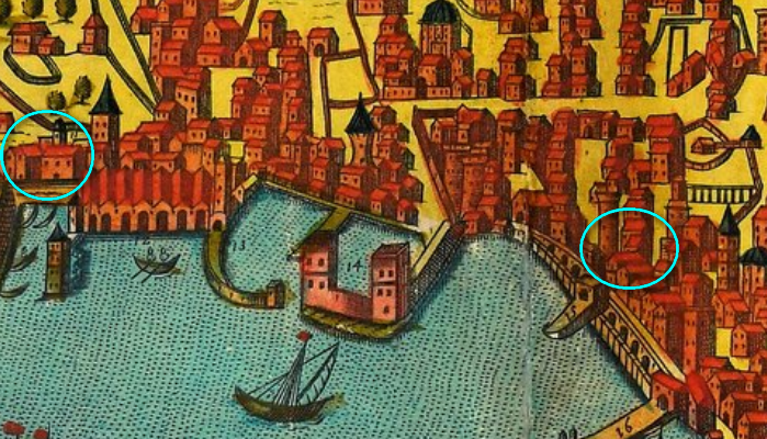 Les commanderies Templière (droite) et Hospitalière (Gauche) à Genove (Gênes)