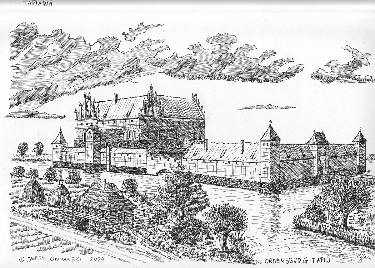 Dessin du château teutonique de Gwardiejsk (Tapiewo - Tapiau)