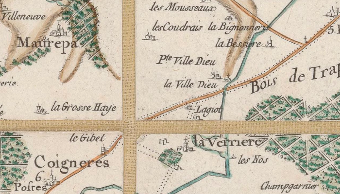 La Villedieu-les-Maurepas sur la carte de Cassini 
