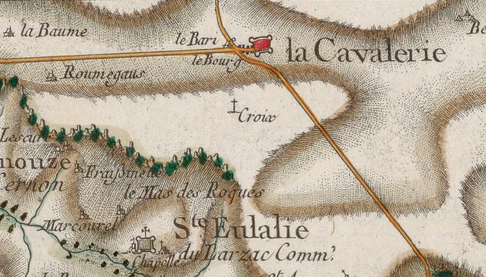 La Cavalerie et Sainte Eulalie sur la carte de Cassini