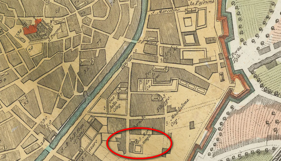 Emplacement de la commanderie Santa Maria del Tempio de Milan