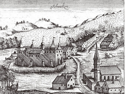 Représentation du Château Teutonique de Nekrasovo (Szaki - Schaaken)