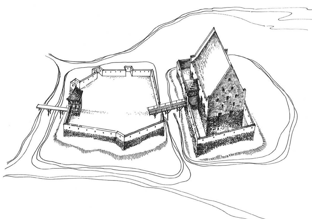 Représentation du château teutonique de Nowy Jasiniec (Neu Jaschinnitz)