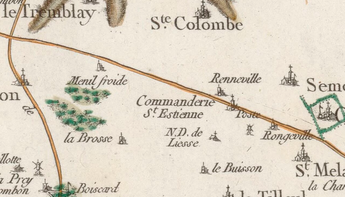 Saint-Etienne de Renneville sur la carte de Cassini