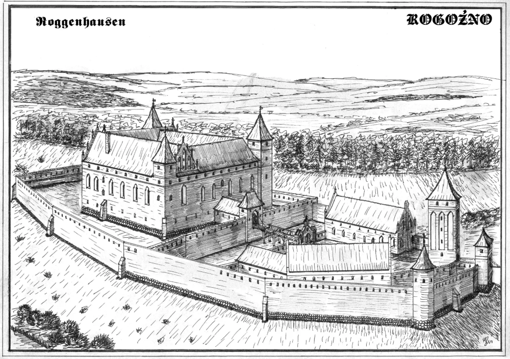 Représentation du Château Teutonique de Rogóźno (Roggenhausen)