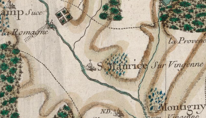 Le hameau de La Romagne sur la carte de Cassini