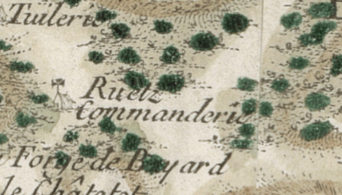 Le hameau de Ruetz sur la carte de Cassini