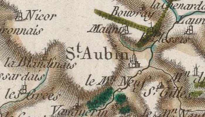 Saint-Aubin-des-Châteaux sur la carte de Cassini