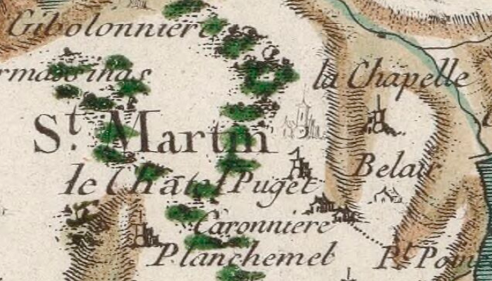 Saint-Martin-le-Châtel sur la carte de Cassini