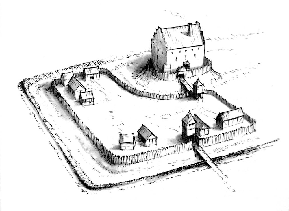 Dessin du Château Teutonique de Sątoczno (Leunenburg)