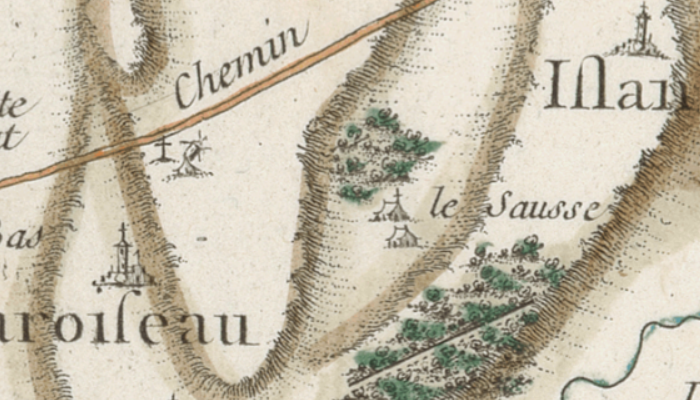 Le Saulce d'Island sur la carte de Cassini