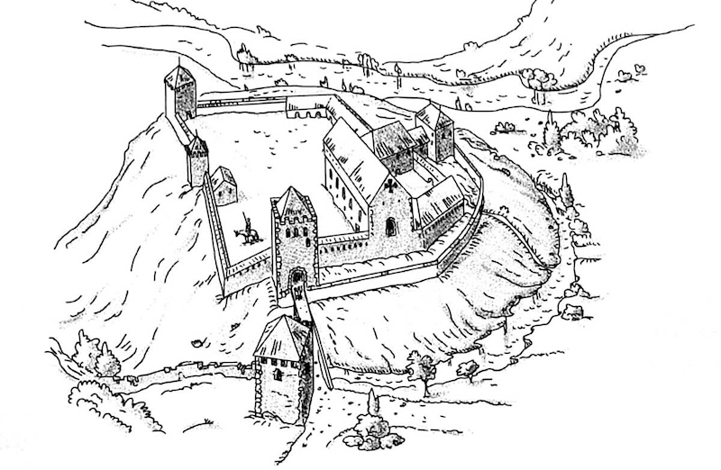 Dessin du Château Teutonique de Sigulda (Segewold)