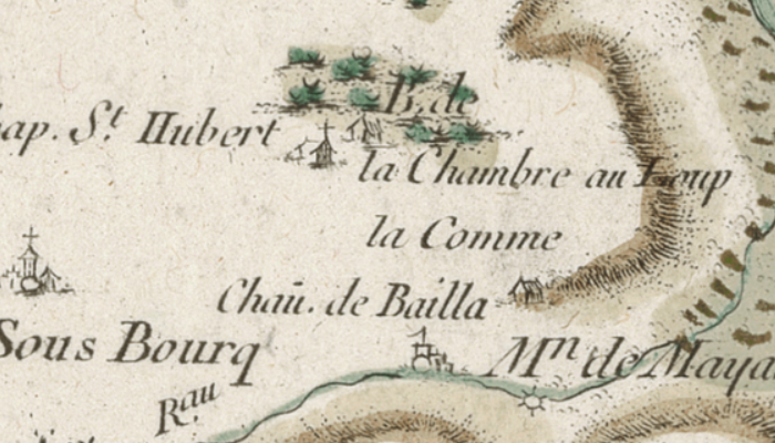 La Maison de Vouziers (La Chambre aux Loups) sur la carte de Cassini